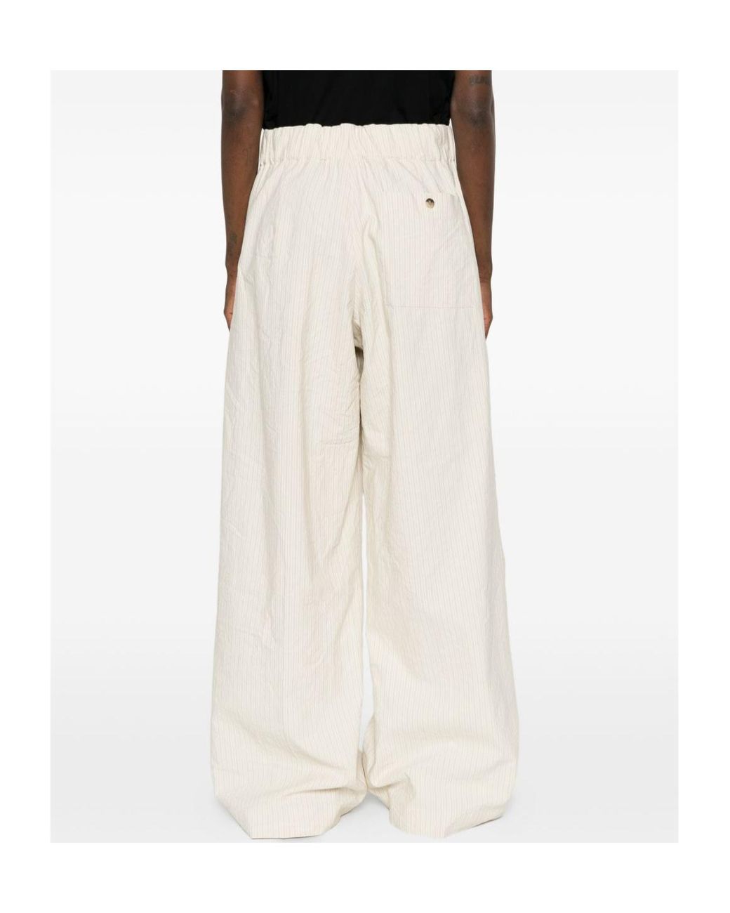 Dries Van Noten Natural Elasticated Waist Pleated Wide Pants