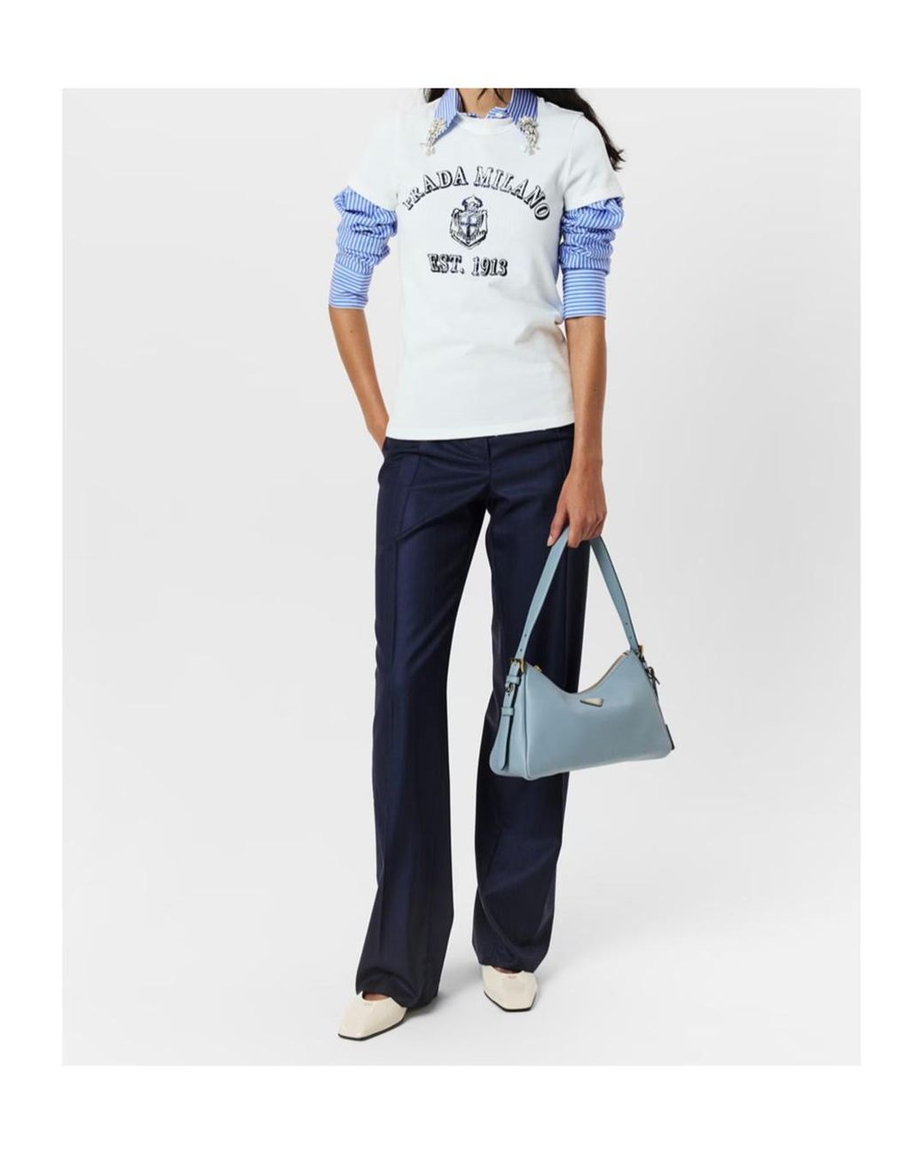 Prada Blue Casual Pants With Belt Loops