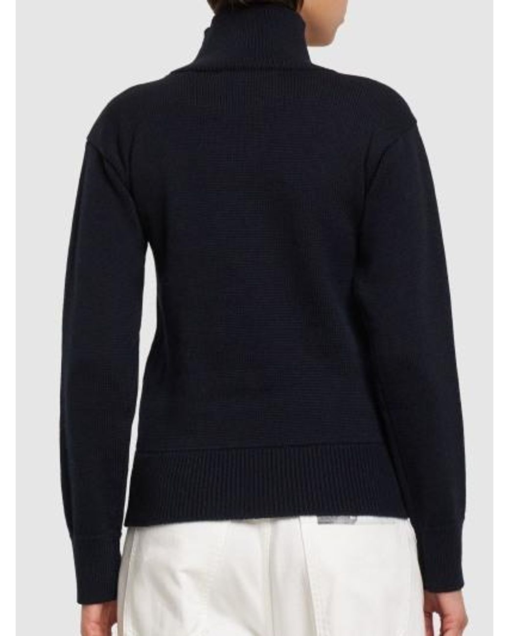 Jil Sander Blue Logo Turtleneck Sweater