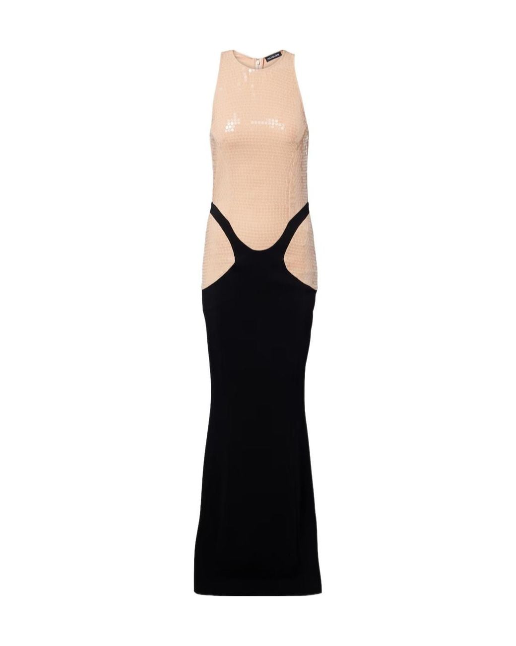 Mugler Black Sequin Ruffle Dress