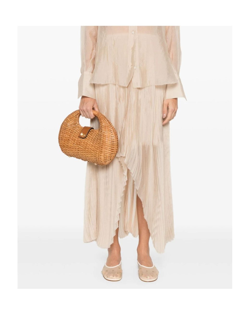 Forte_forte Natural Asymmetric Midi Skirt