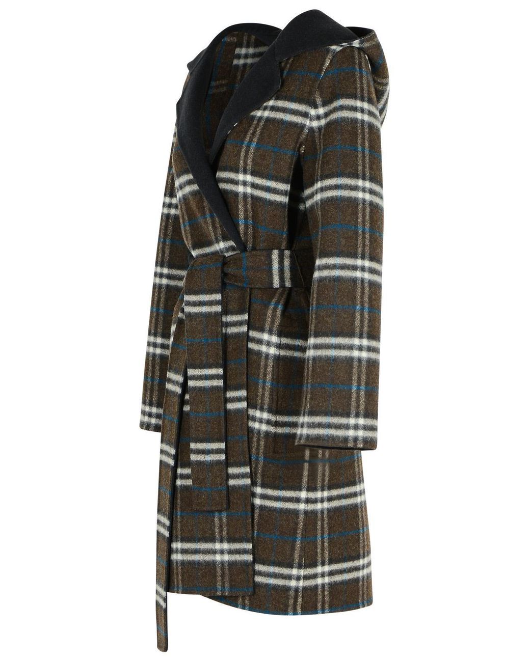 Burberry Black Hampshire Checked Belted Reversible Coat