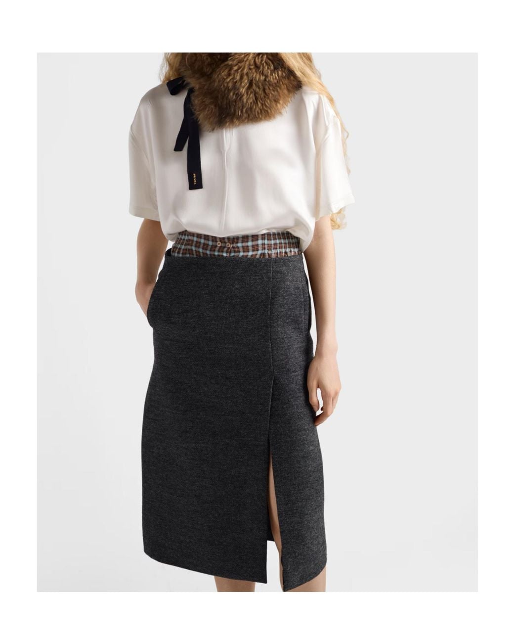 Prada White Short-Sleeved Satin Top