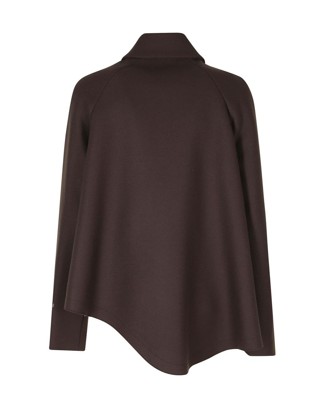 Bazar Deluxe Brown Long-Sleeve Asymmetric Wool Jacket