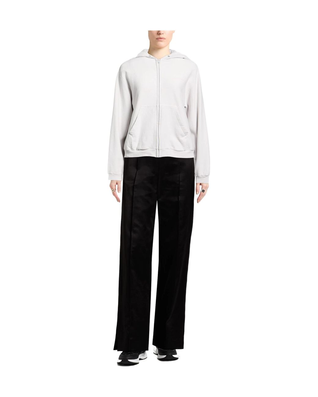Balenciaga White Oversized Zip-Up Hoodie