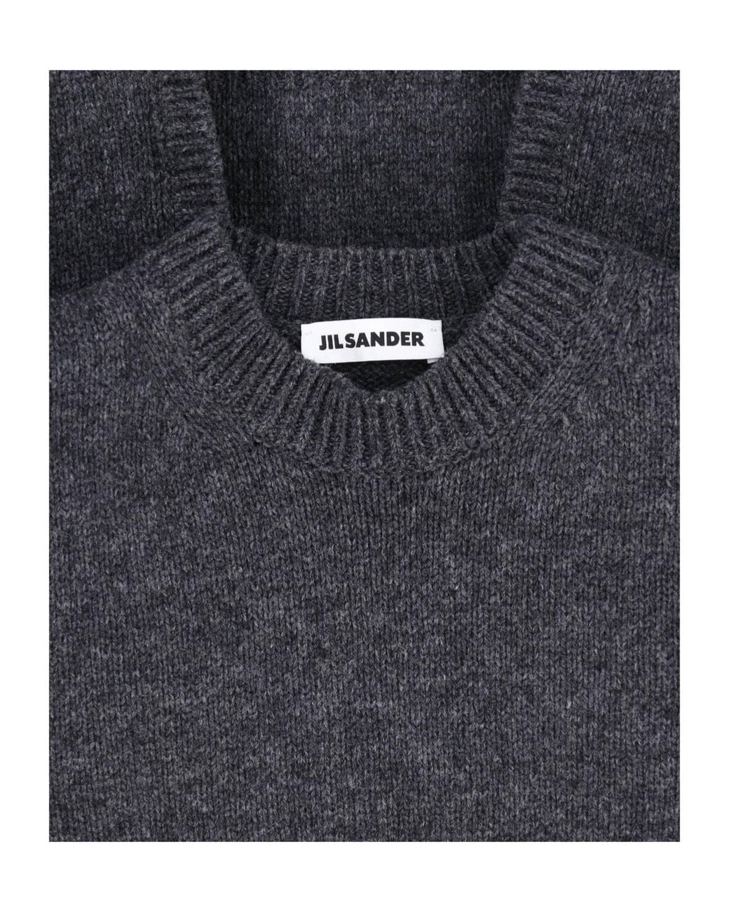 Jil Sander Gray Open-Back Crewneck Jumper