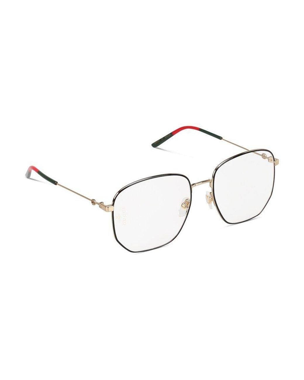 Gucci White Eyewear Hexagon Frame Glasses