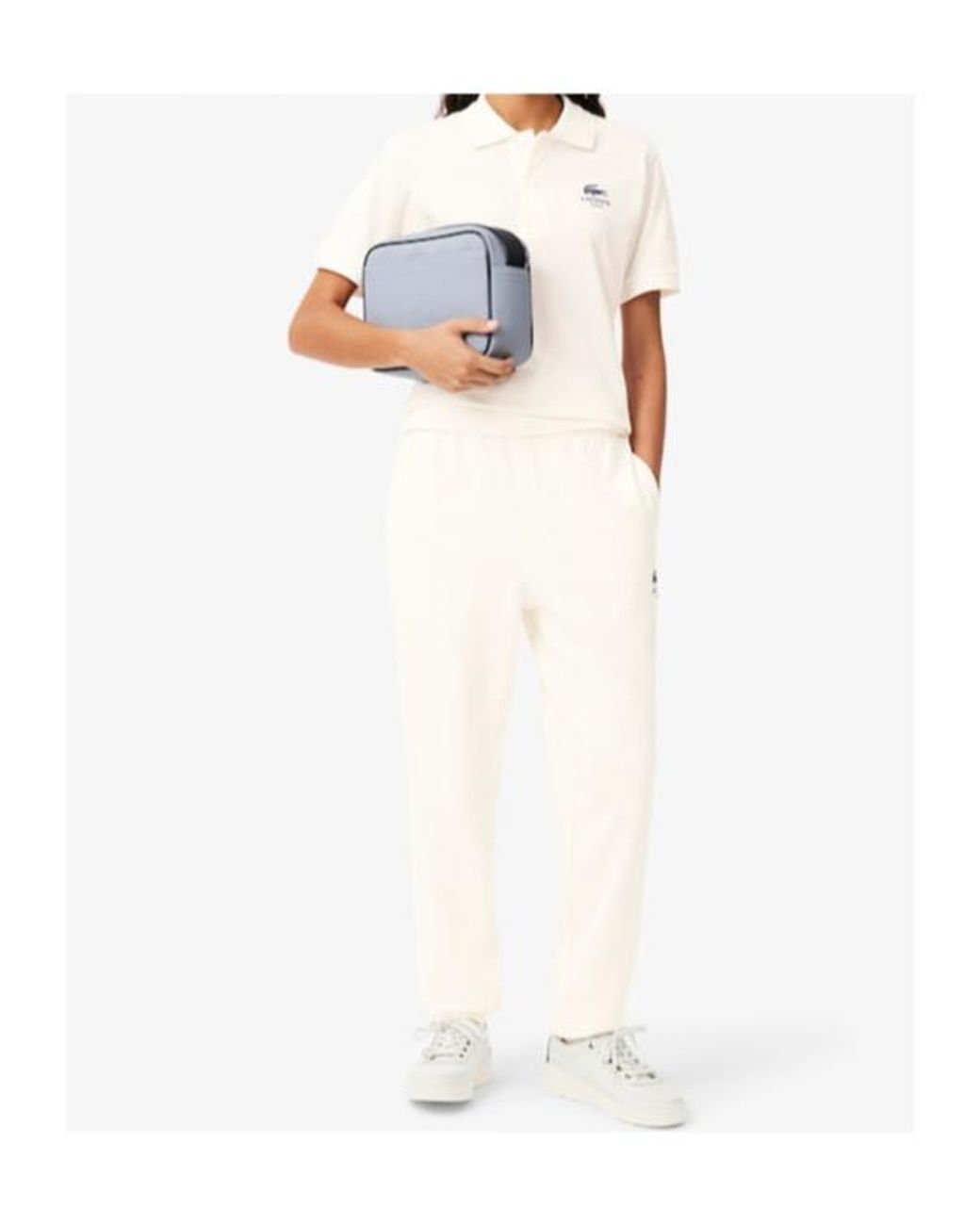 Lacoste White Tapered Leg Sweatpants for men