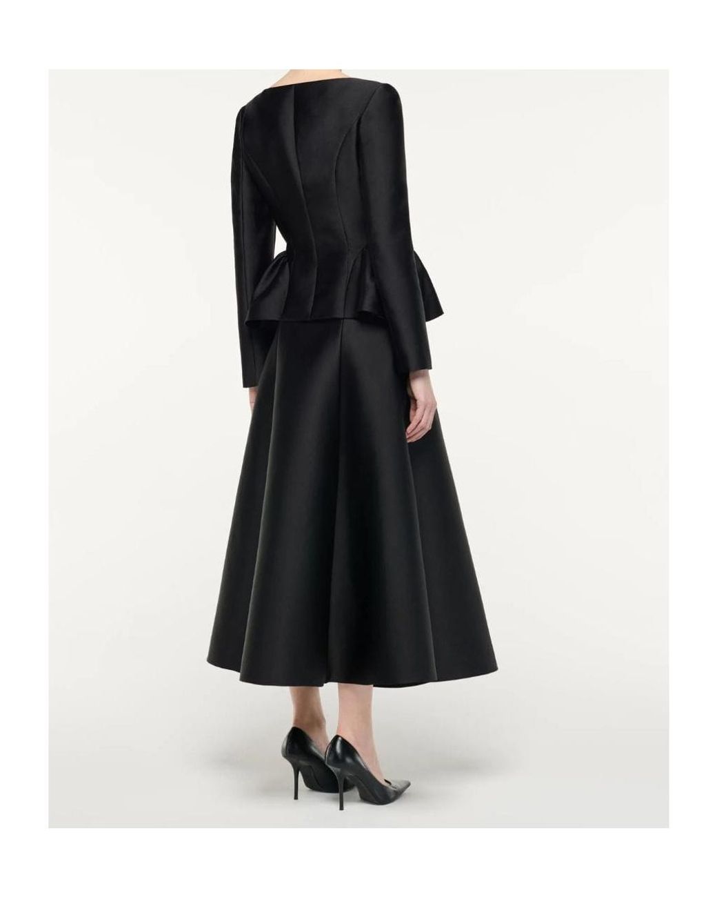 Roland Mouret Black Full Taffeta Midi Skirt