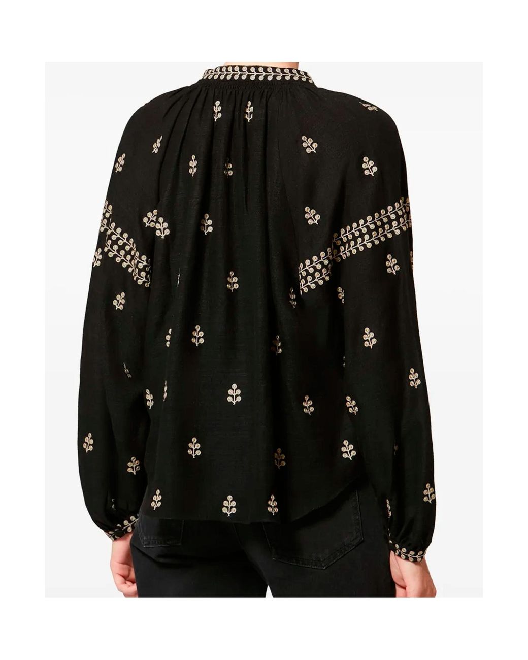 Isabel Marant Black Rodis Leaf Embroidered Tassel Top