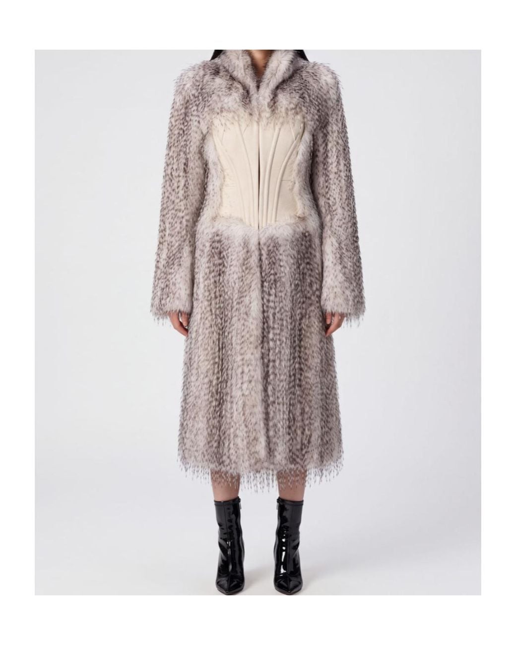 Elisabetta Franchi Natural Panelled Long Coat