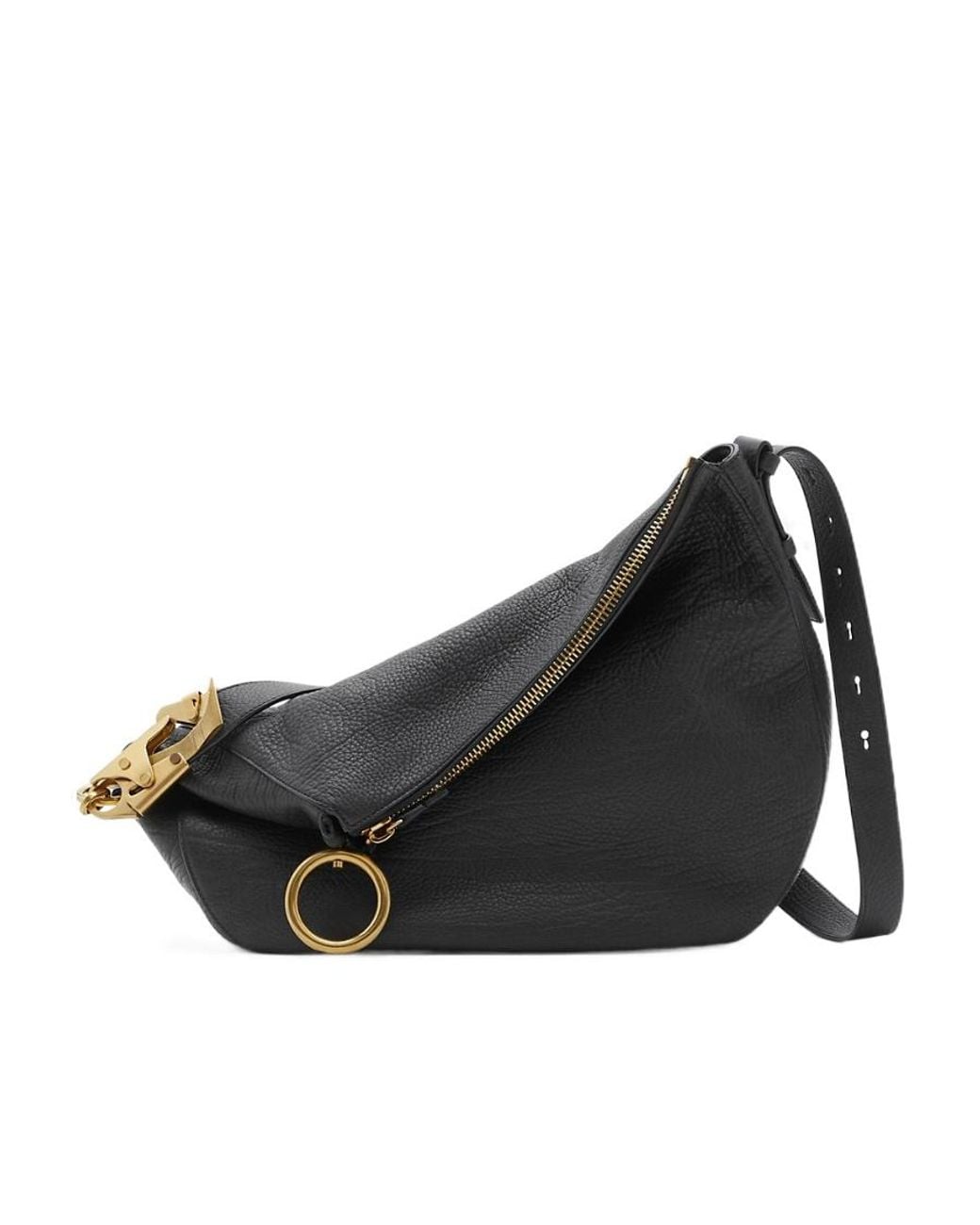 Burberry Black Medium Knight Ring Detailed Shoulder Bag