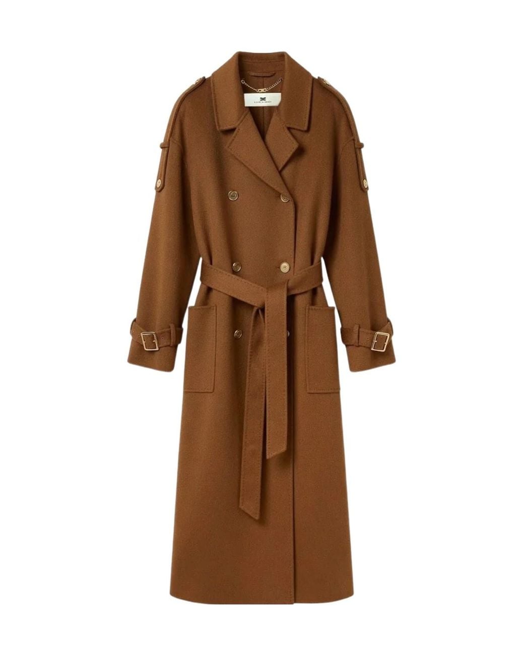 Elisabetta Franchi Brown Belted Double-Breasted Coat