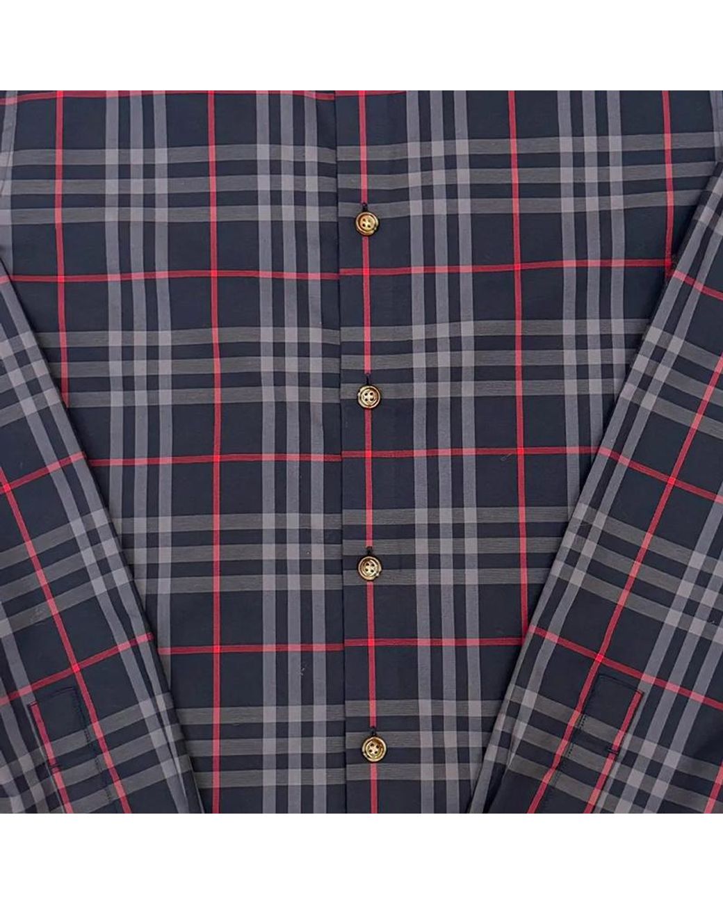 Burberry Blue Slim Fit Check Stretch Cotton Shirt for men