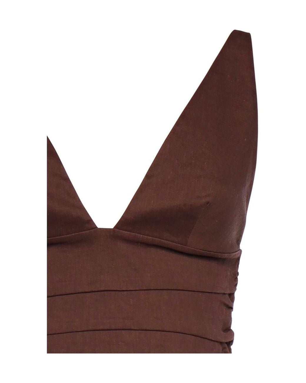 Pinko Brown V-Neck Cropped Top