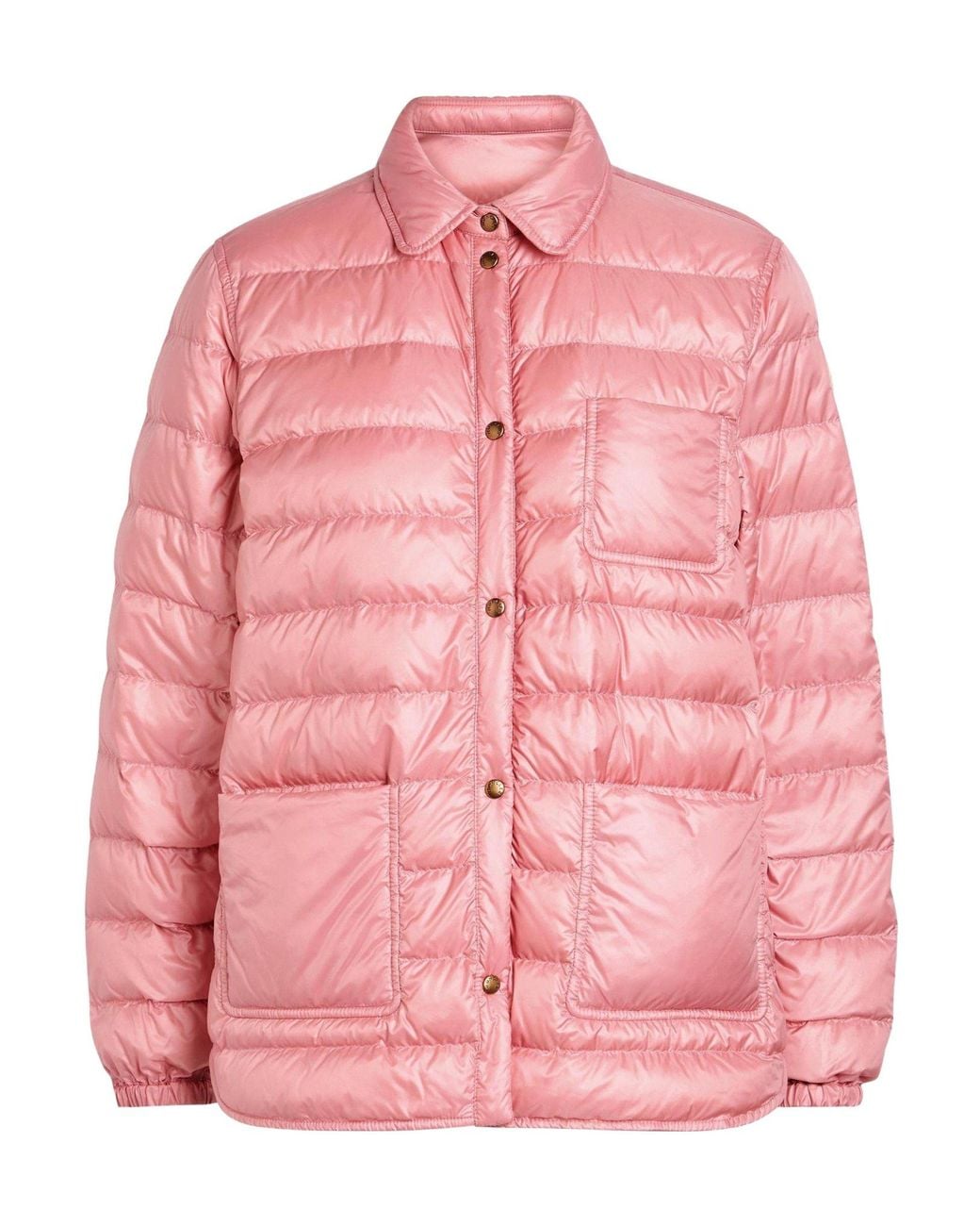 Moncler Pink Collared Shirt-Style Lightweight Down Jacket
