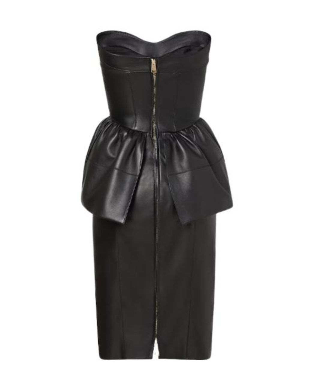 Fendi Black Strapless Peplum Midi Dress