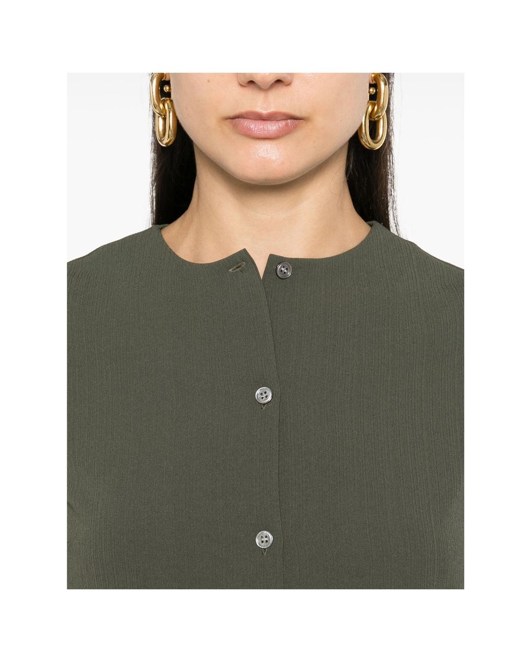 Theory Green Striped Crepe Vest