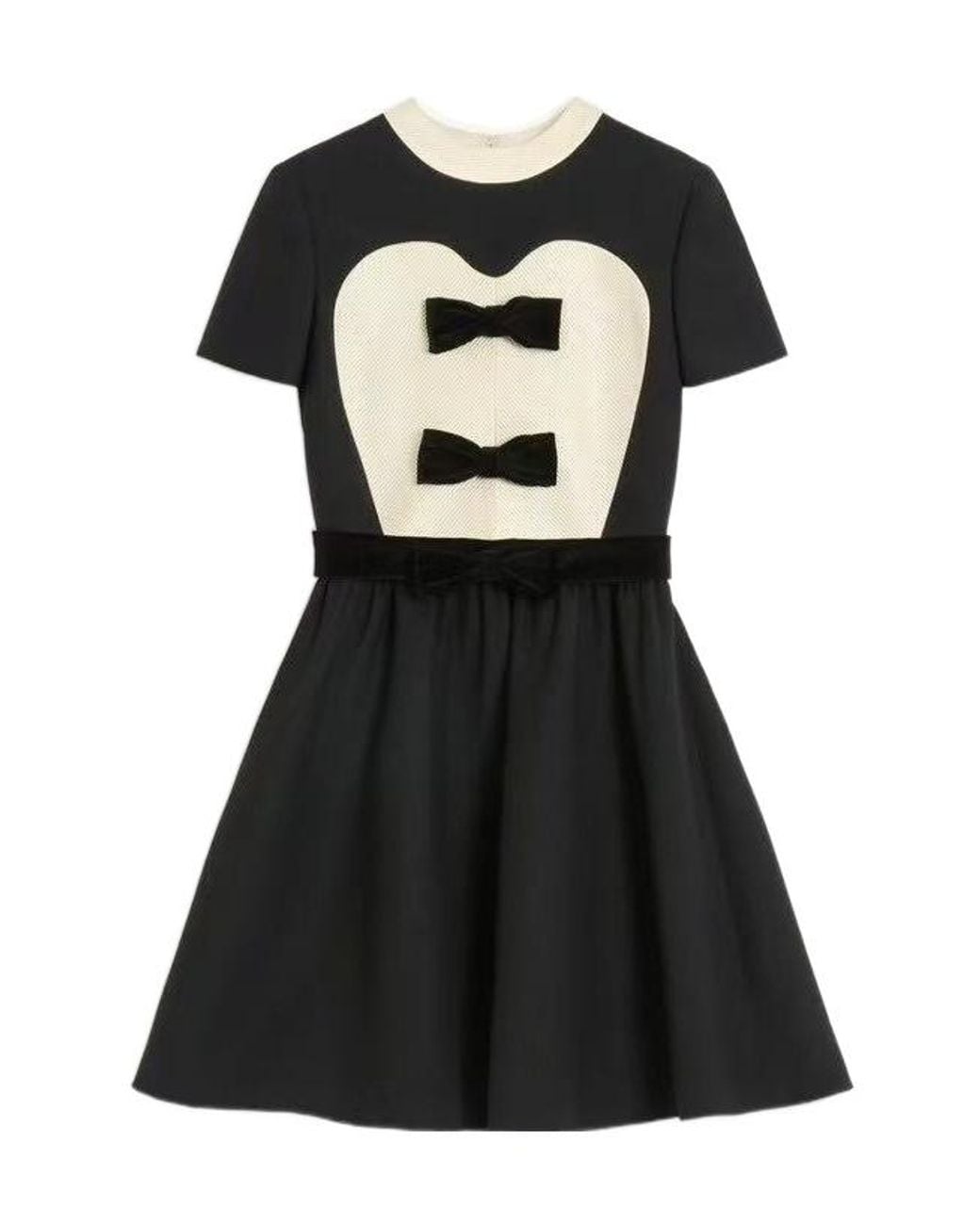 Valentino Black Bow Detailed Crewneck Short-Sleeved Dress