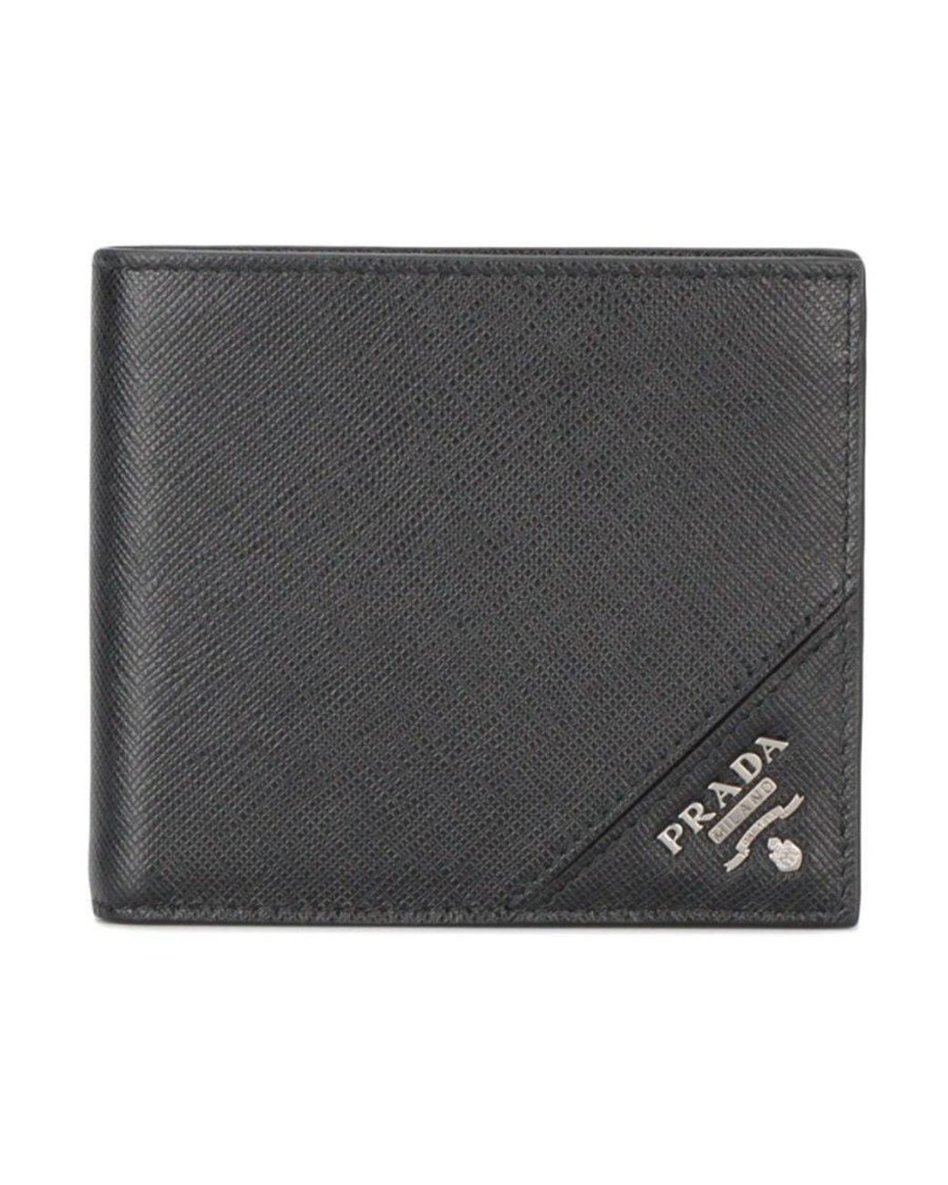 Prada Gray Saffiano Bifold Wallet for men
