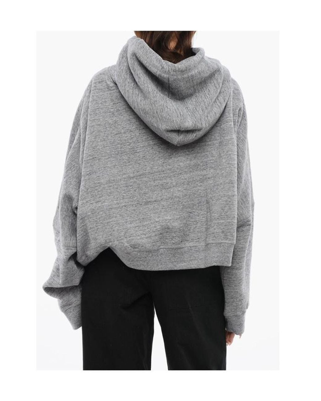 DSquared² Gray Logo-Print Crop Hoodie