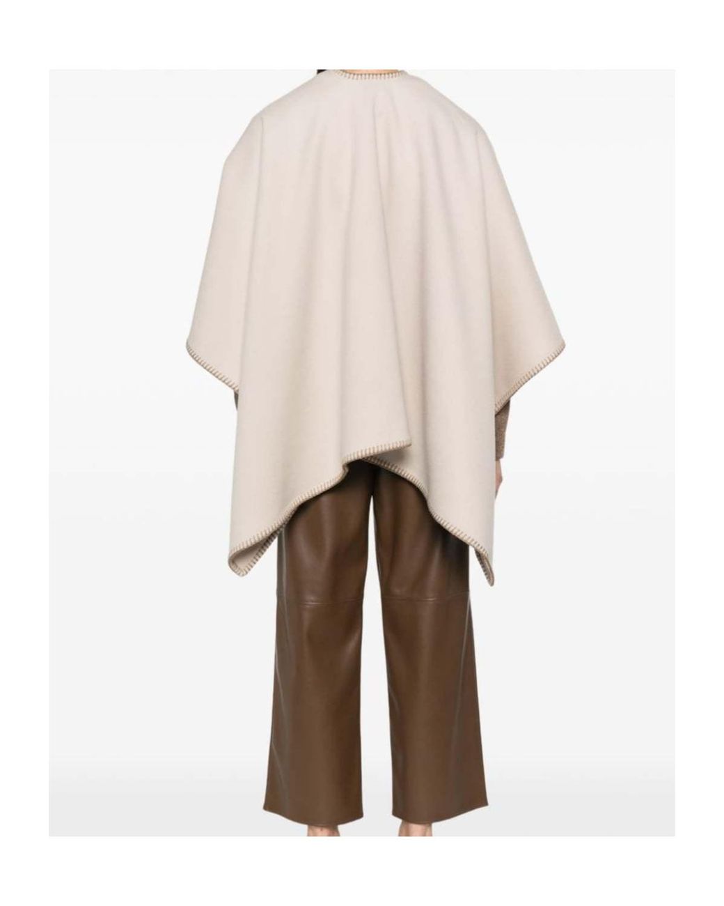 Max Mara Natural Colomba Logo Emrboidered Cape