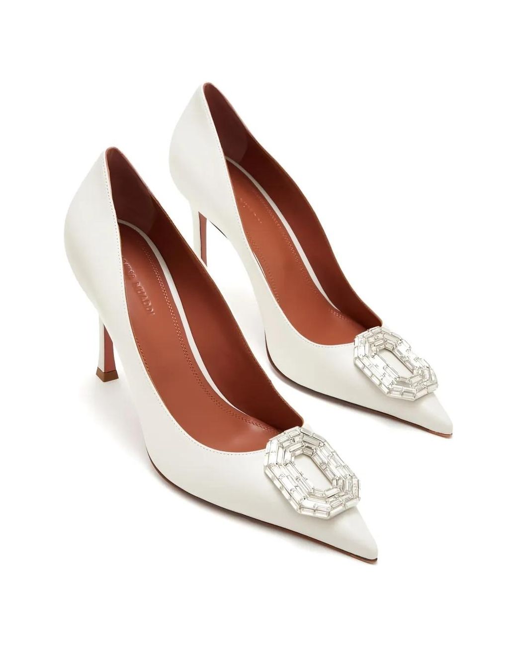 AMINA MUADDI White Camelia Crystal-Embellishment Pumps