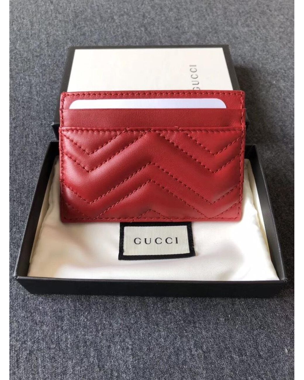 Gucci Red Gg Marmont Card Case