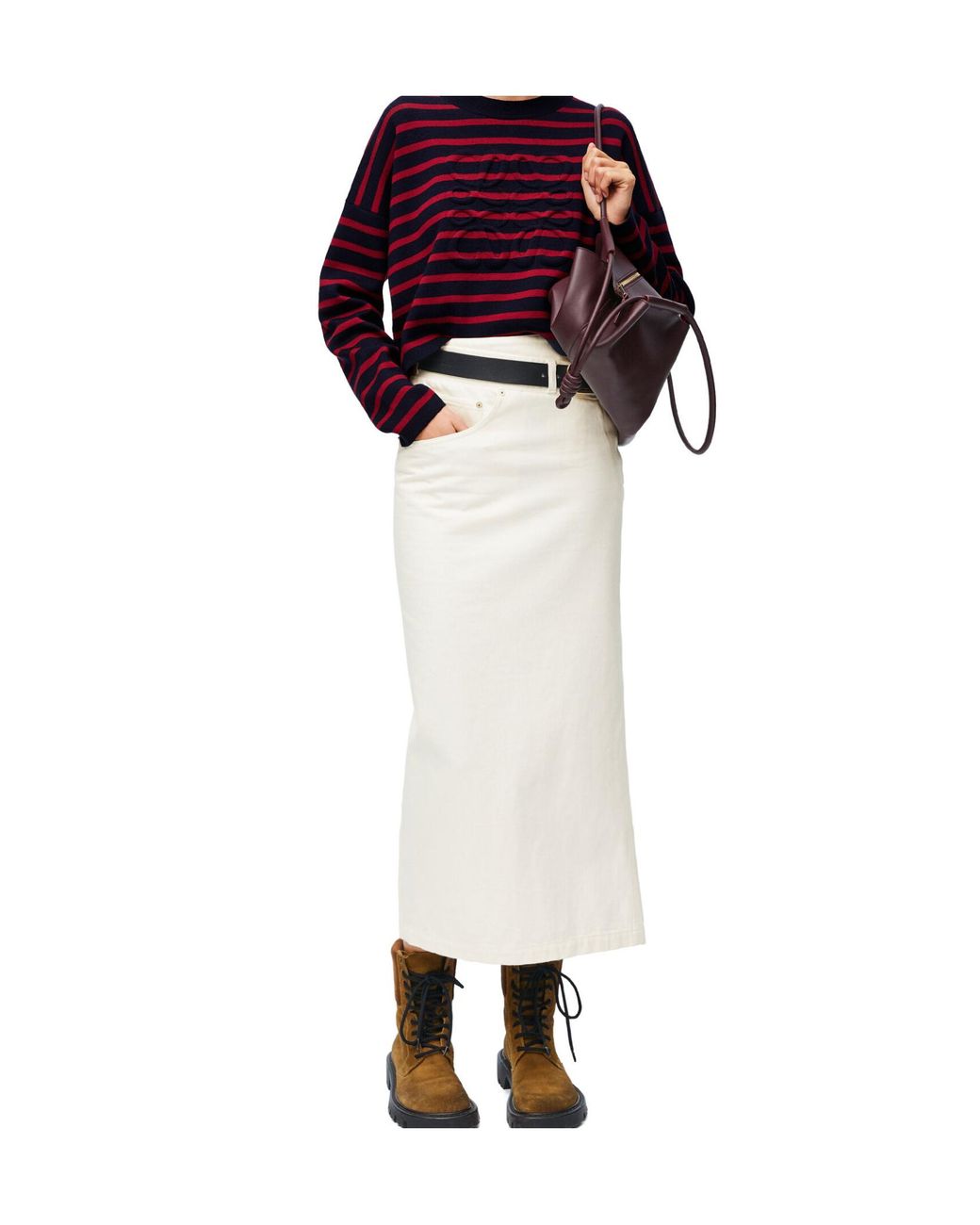Loewe White Deconstructed Denim Skirt