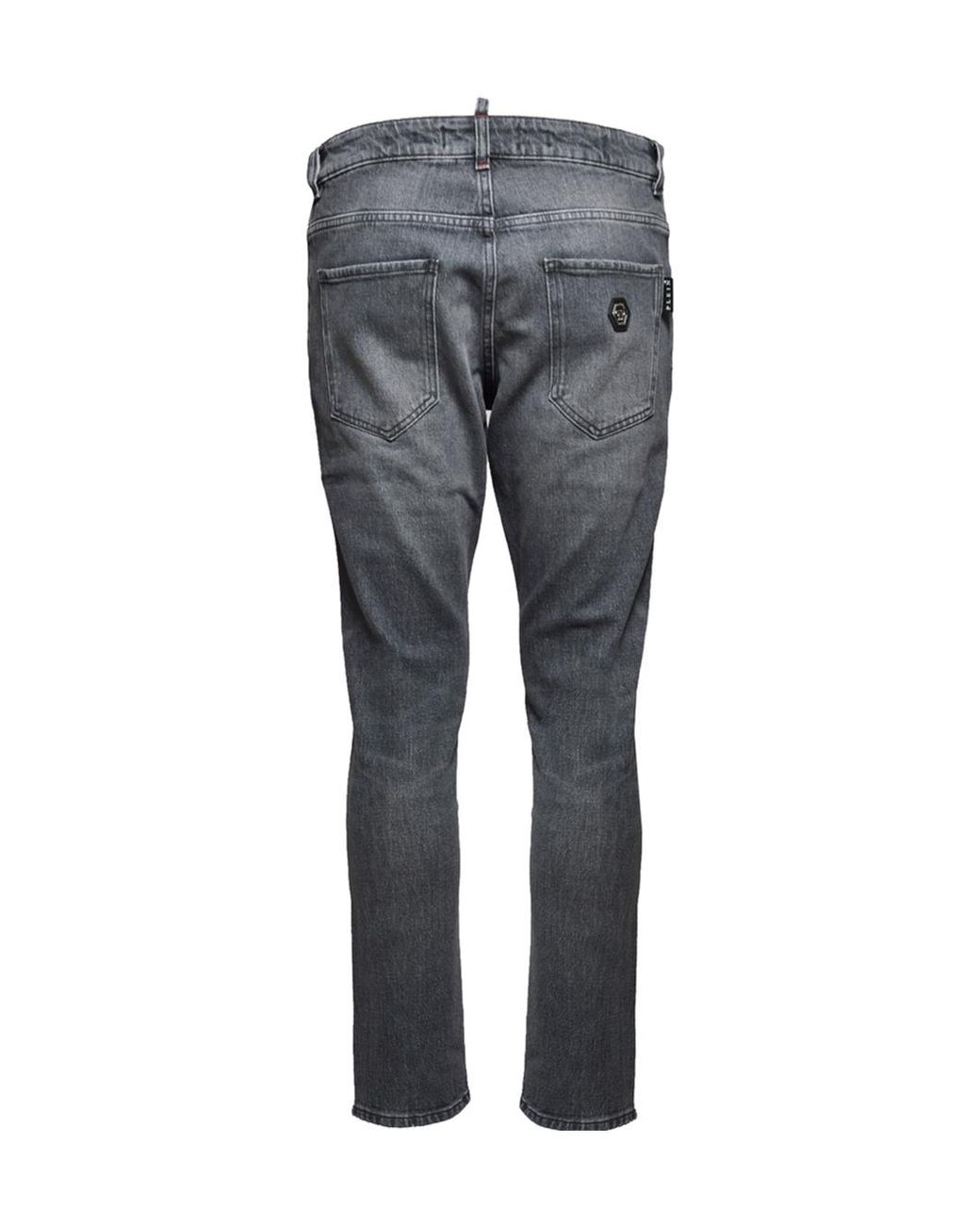 Philipp Plein Gray Mid-Rise Skinny Jeans for men