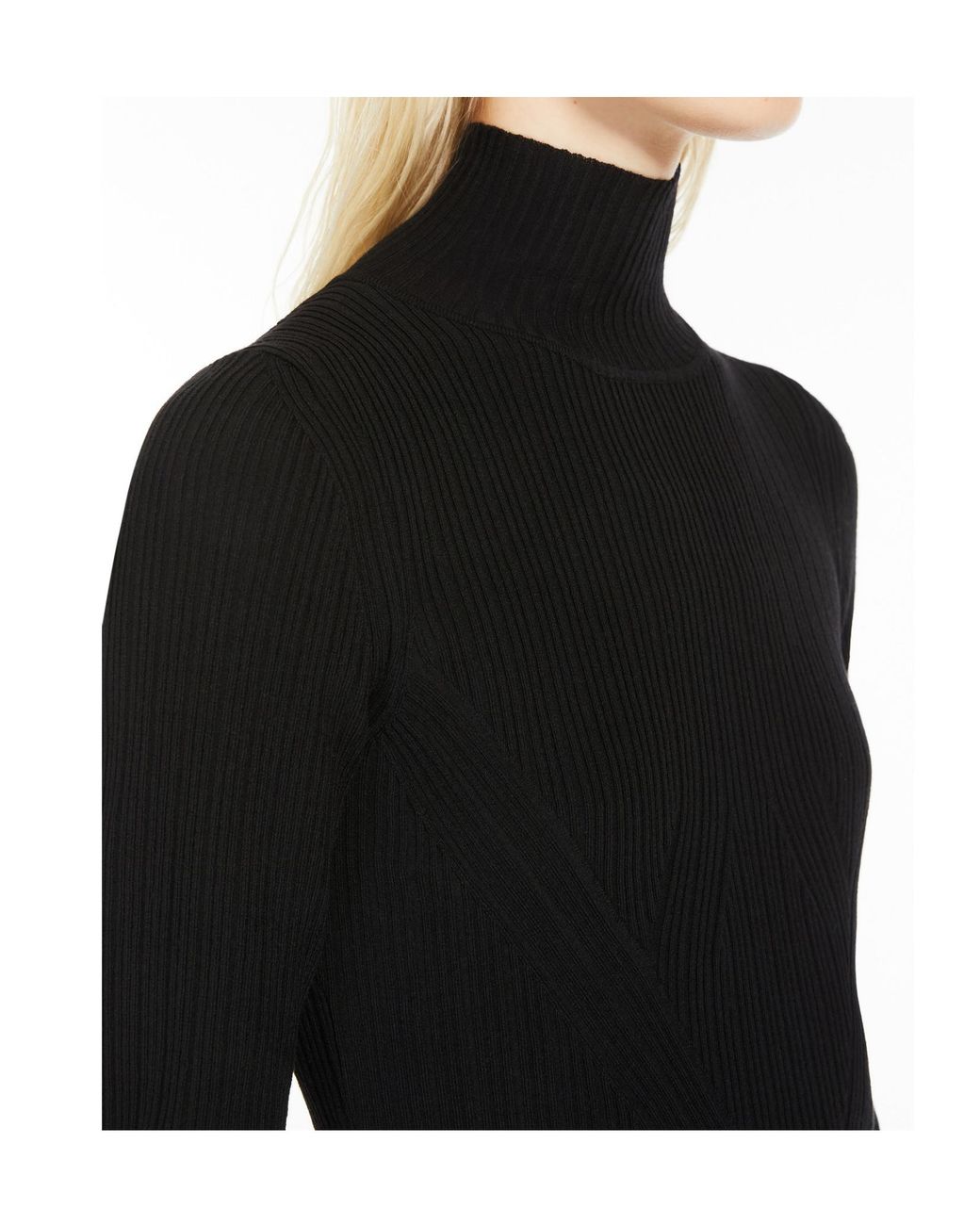 Sportmax Black Long-Sleeved Wool Dress