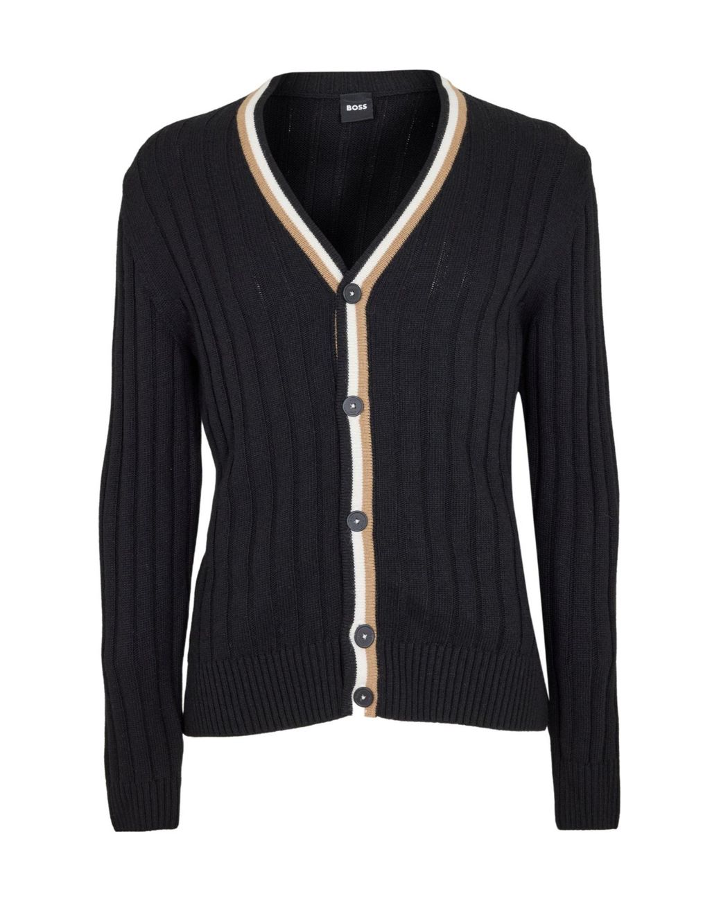 Boss Blue Knitted V-Neck Cardigan for men