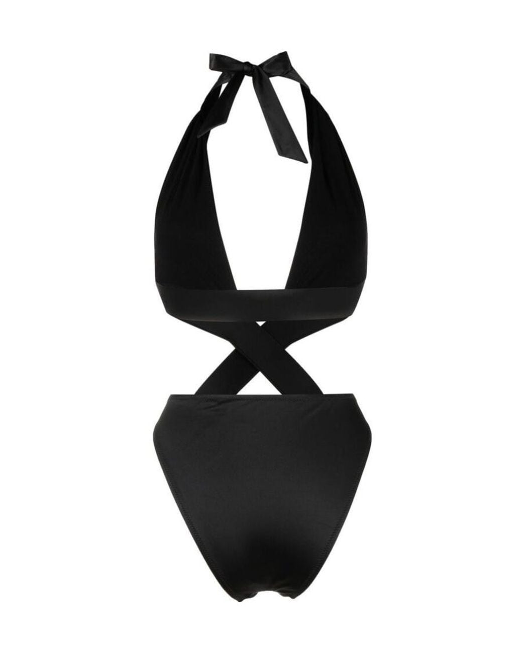 Versace Black Logo Detailed Cut-Out Swimsuit
