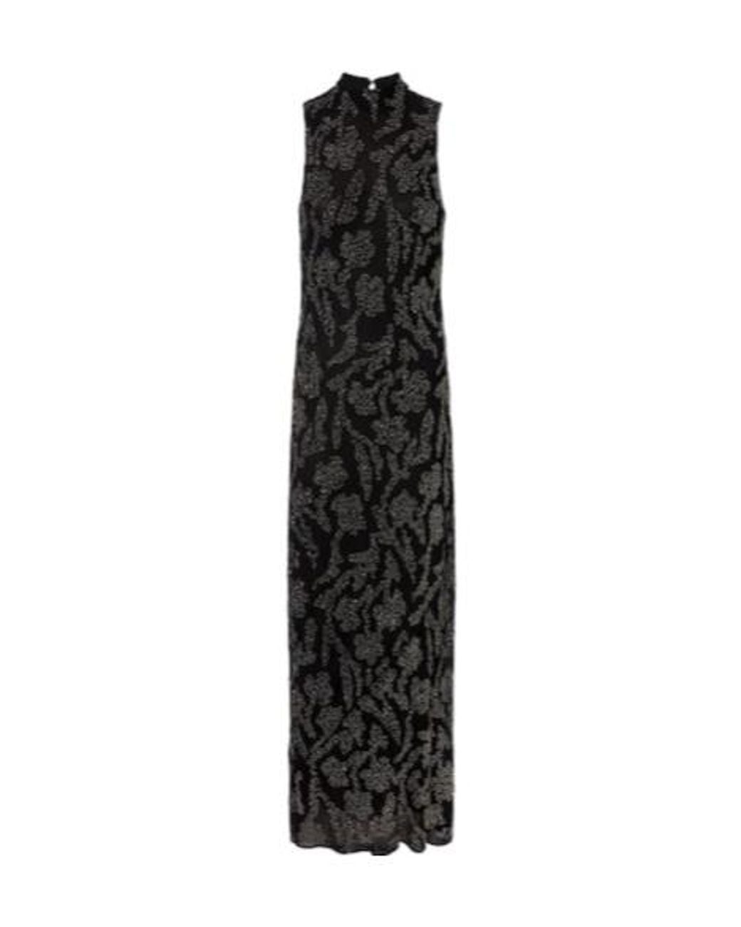 Veronica Beard Black Sylven Beaded Georgette Maxi Dress
