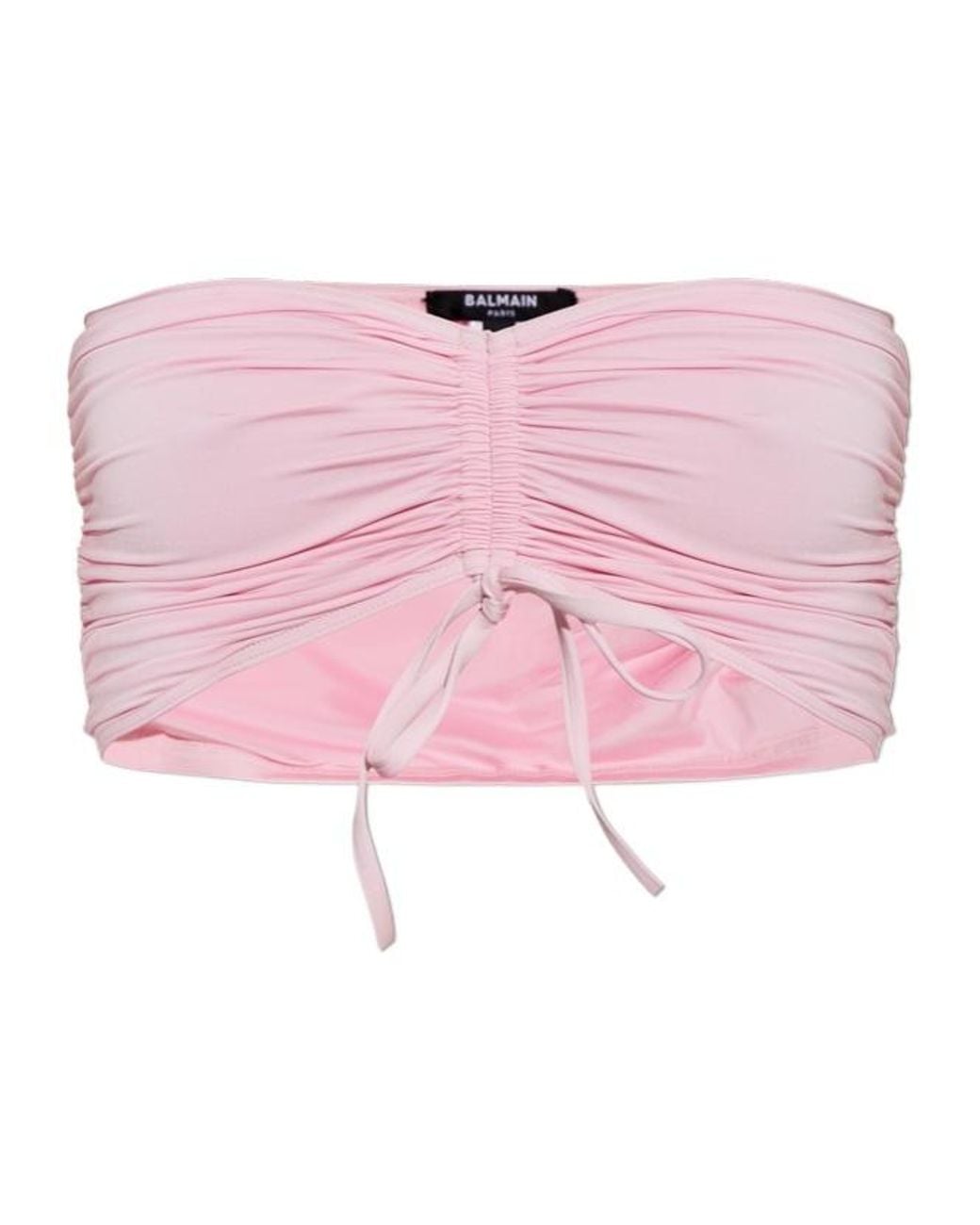 Balmain Pink Drawstring Gathered Beach Top