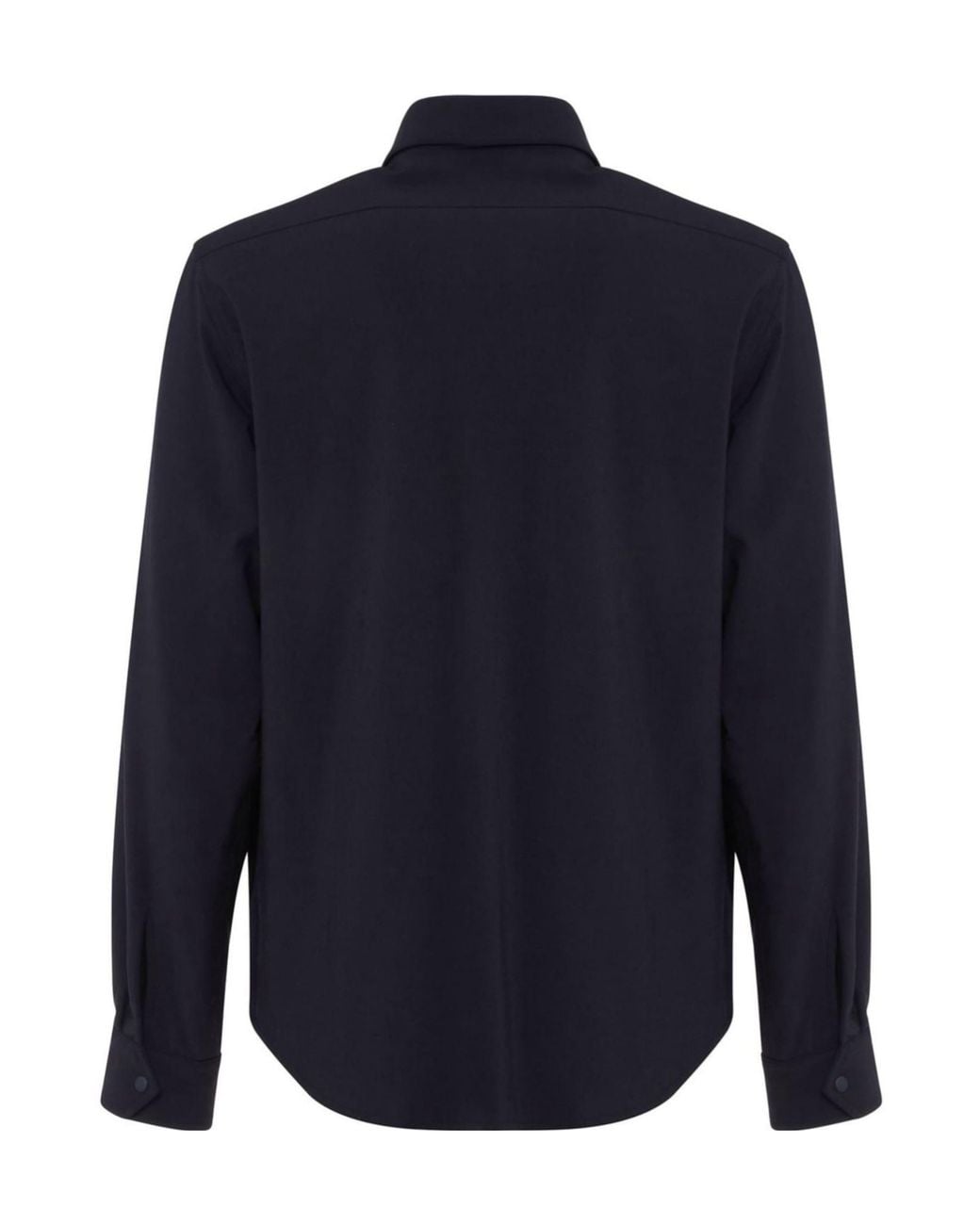 Aspesi Blue Flannel Curved Hem Shirt Jacket for men