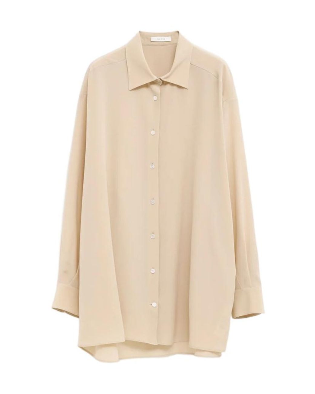 The Row Natural Button Round Hem Top