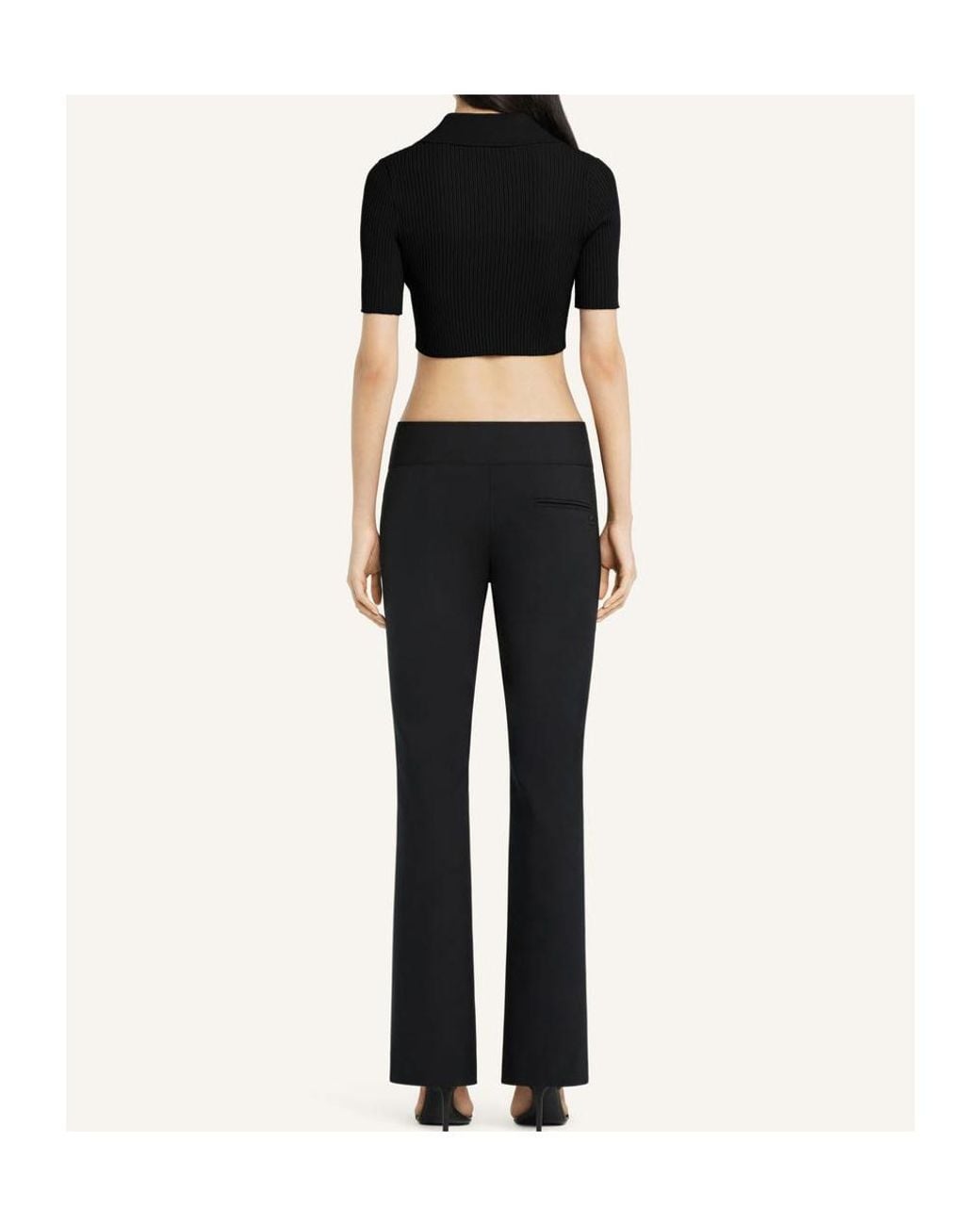 Courreges Black Courrèges Half-Button Knitted Cropped Polo Top