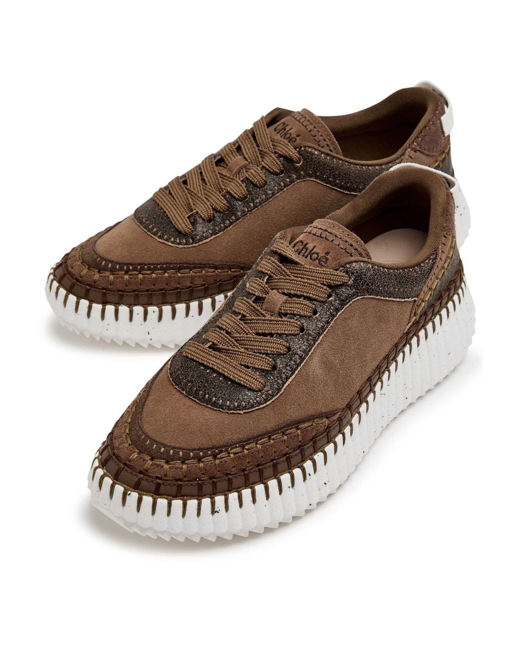 Chloé Brown Patchwork Thick-Soled Casual Shoes