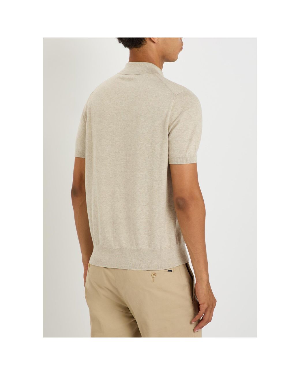 Polo Ralph Lauren White Short-Sleeved Knitted Polo Shirt for men