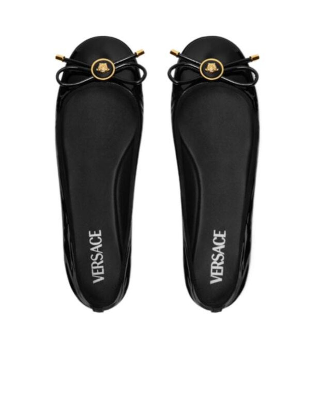 Versace Black Medusa-Head Round-Toe Ballerina Shoes