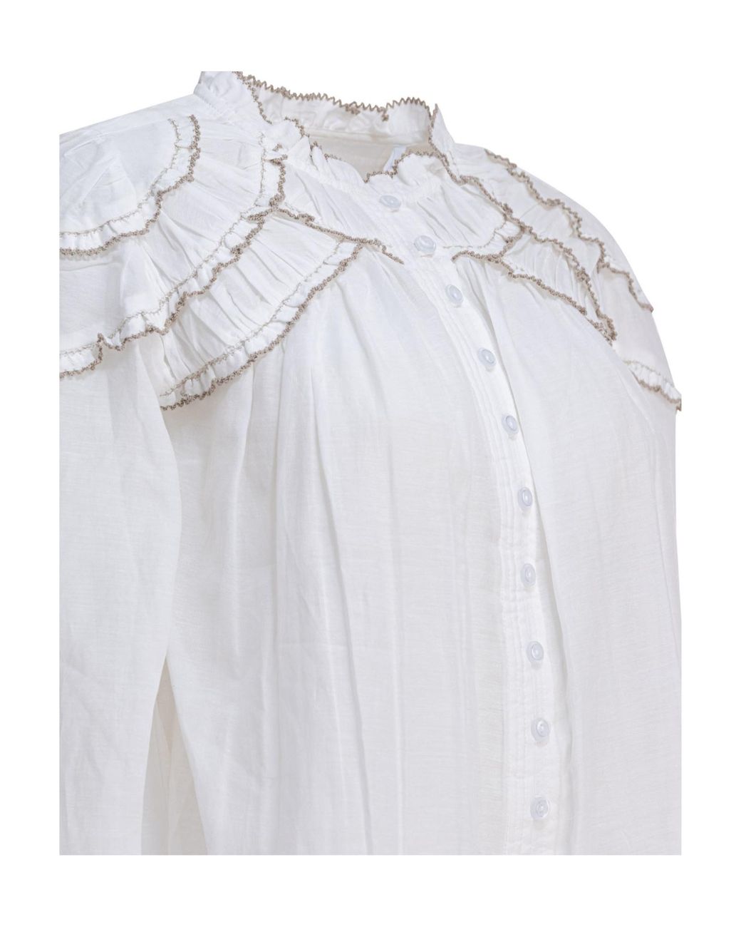 Isabel Marant White Étoile Christa Ruffled Blouse