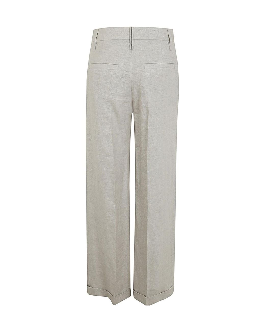 Brunello Cucinelli Gray Lurex Wide-Leg Trousers