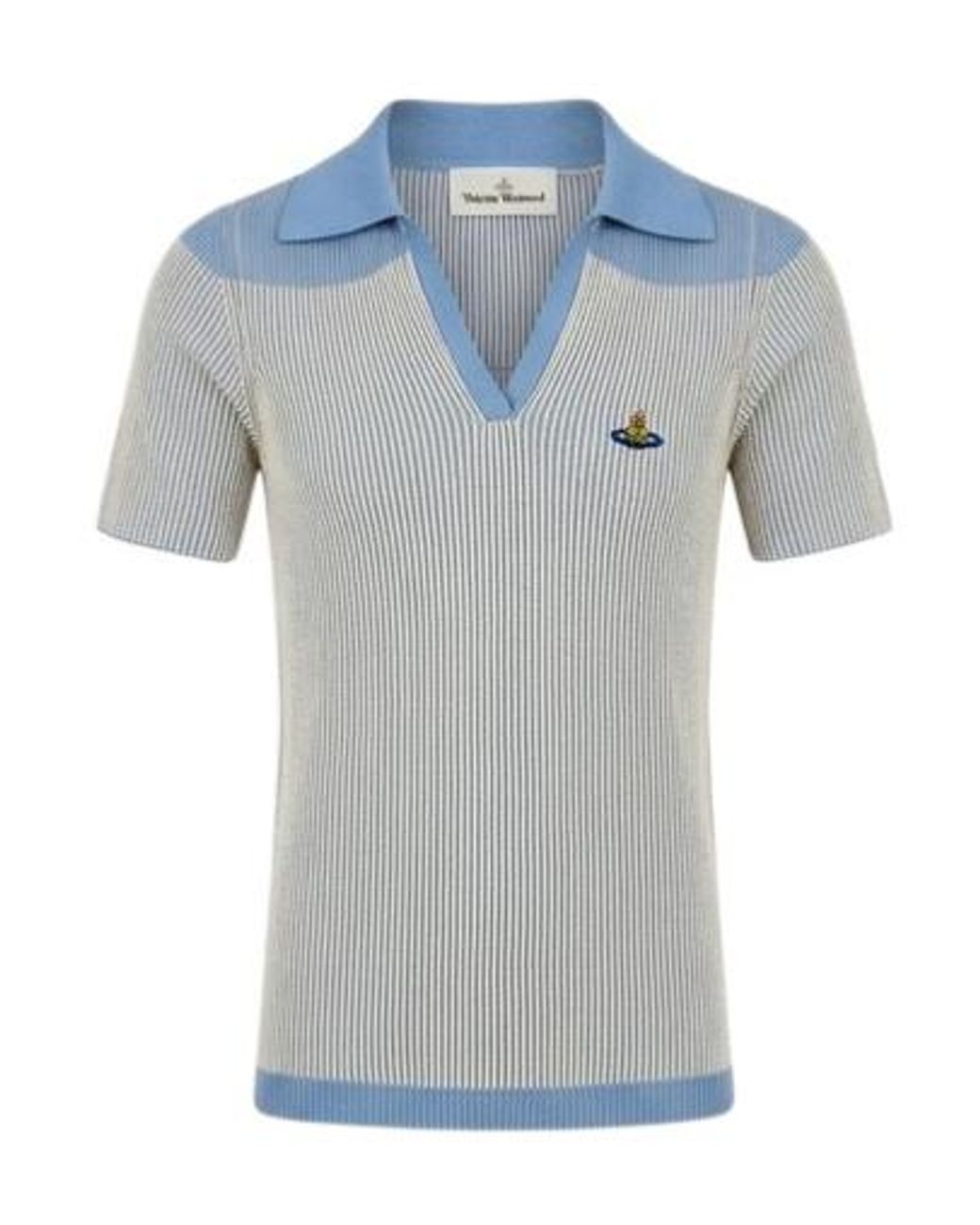 Vivienne Westwood Blue Striped Knit Polo Top