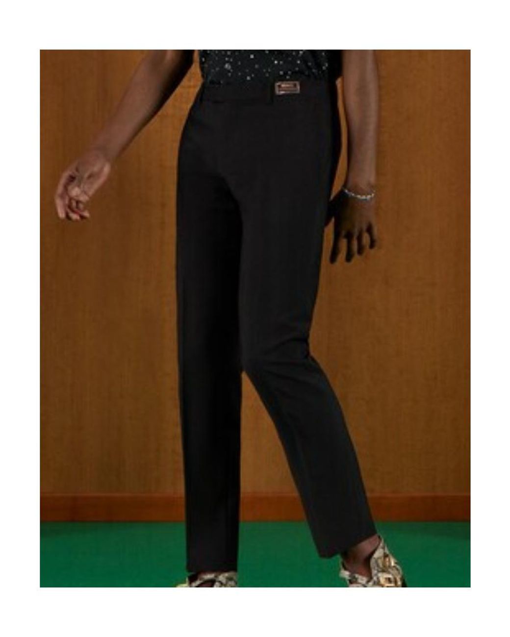 Gucci Black Logo-Patch Tailored Trousers for men