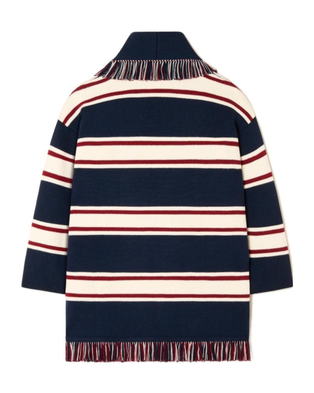 Alanui Blue Striped Fringe Long Cardigan