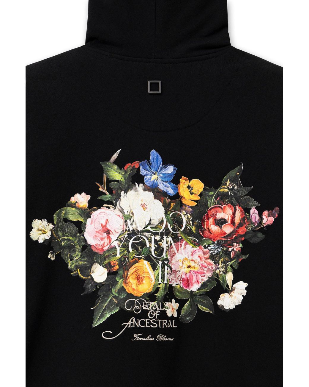 Wooyoungmi Black Floral Motif Hoodie for men
