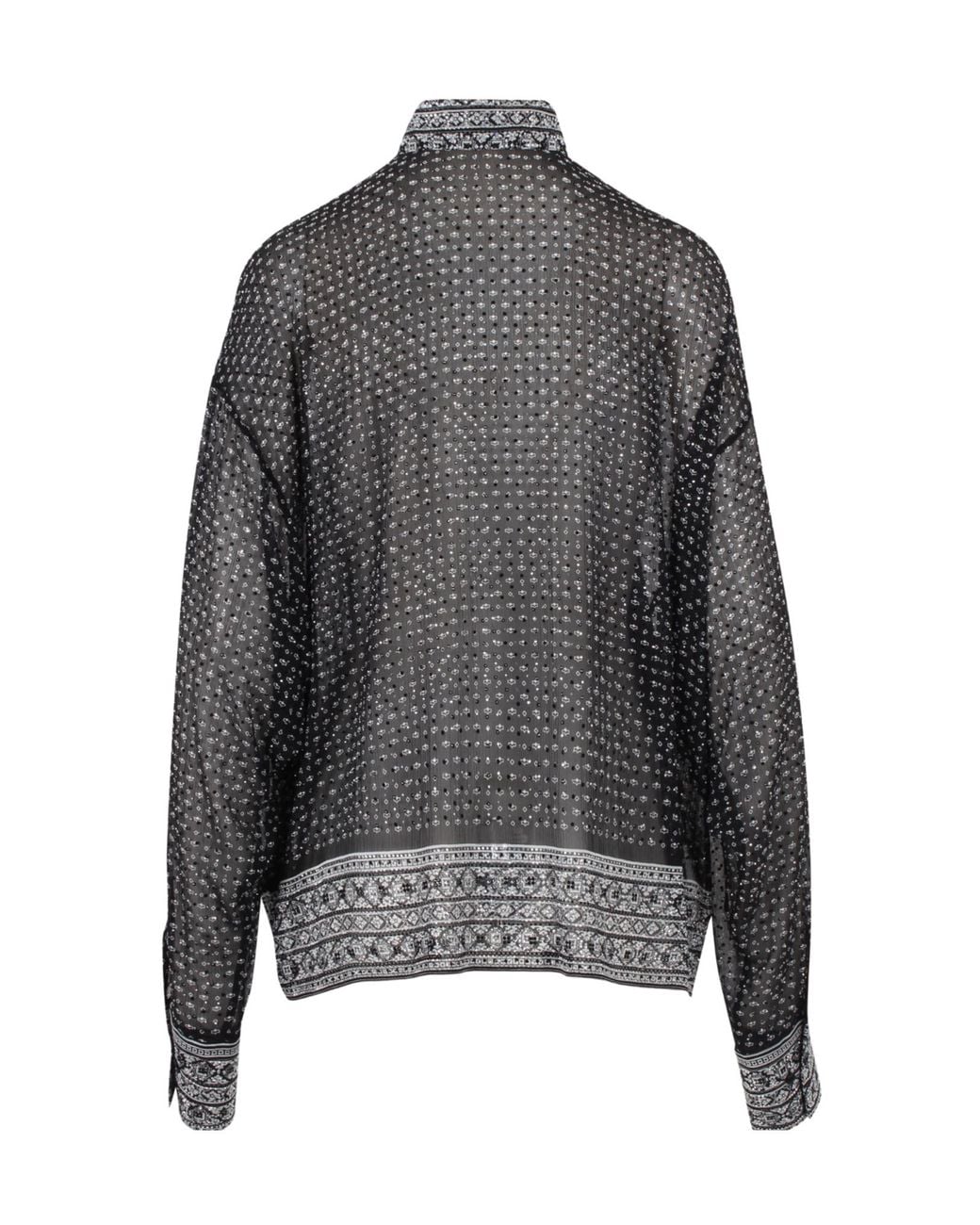 Ermanno Scervino Gray Patterned Sheer Shirt