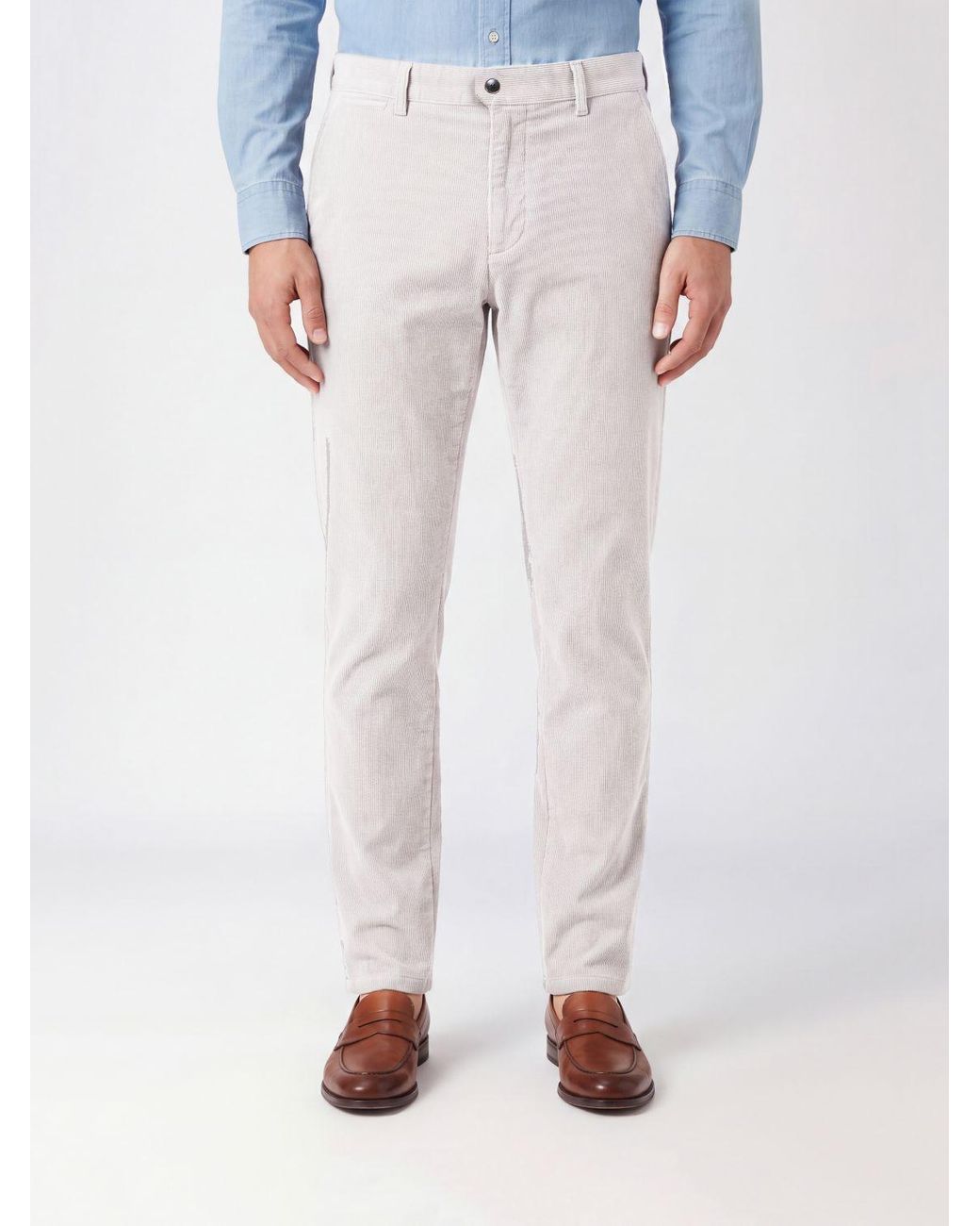 Incotex Gray Corduroy Chino Trousers for men