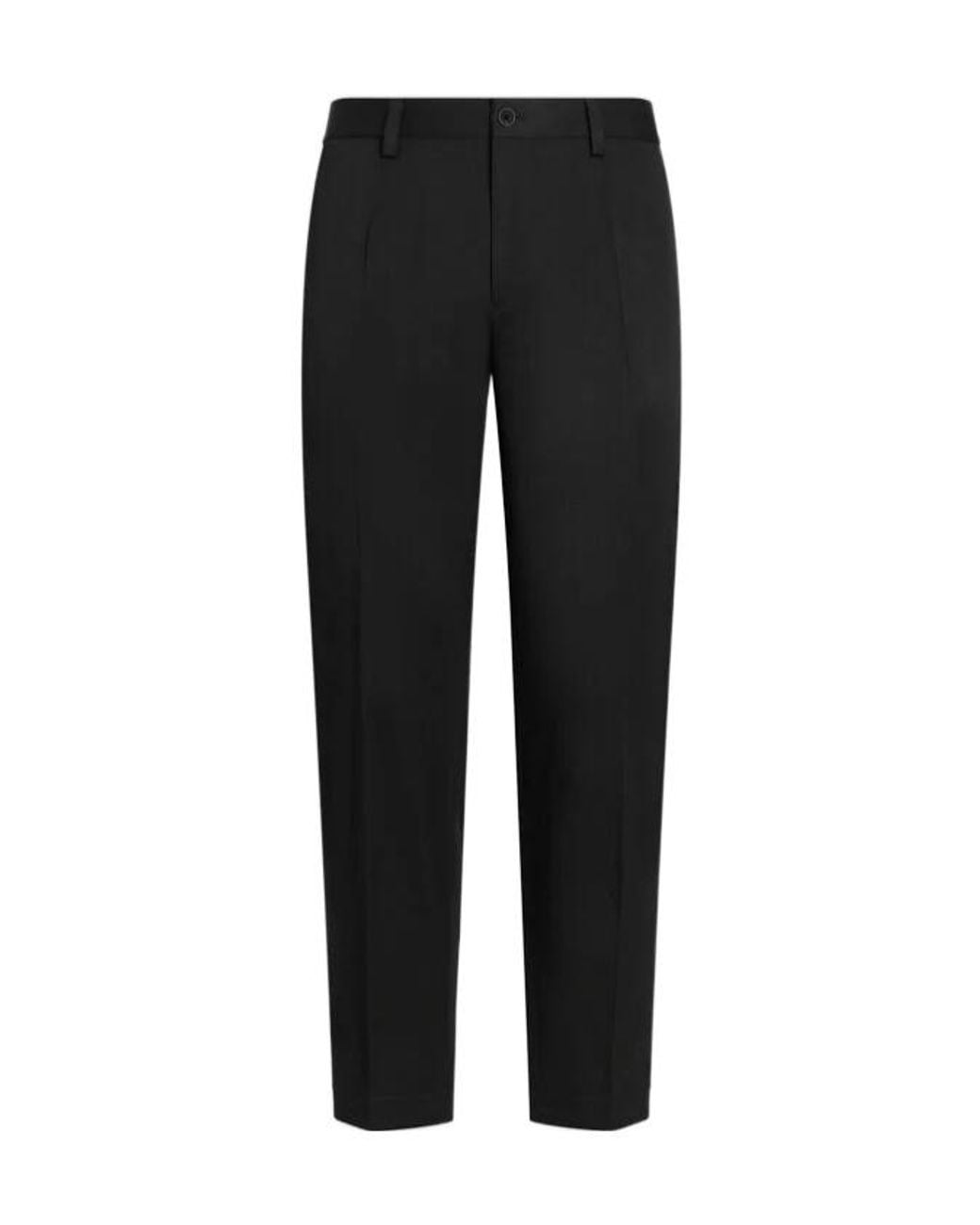 Dolce & Gabbana Black Pressed Crease Tailored Pants for men